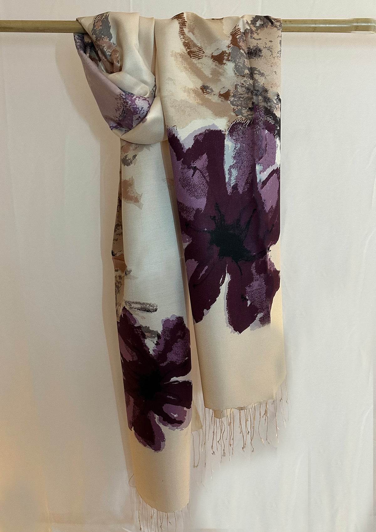 SS-6710 - 100% SILK STOLE - AUBERGINE - Esprit de l'Himalaya