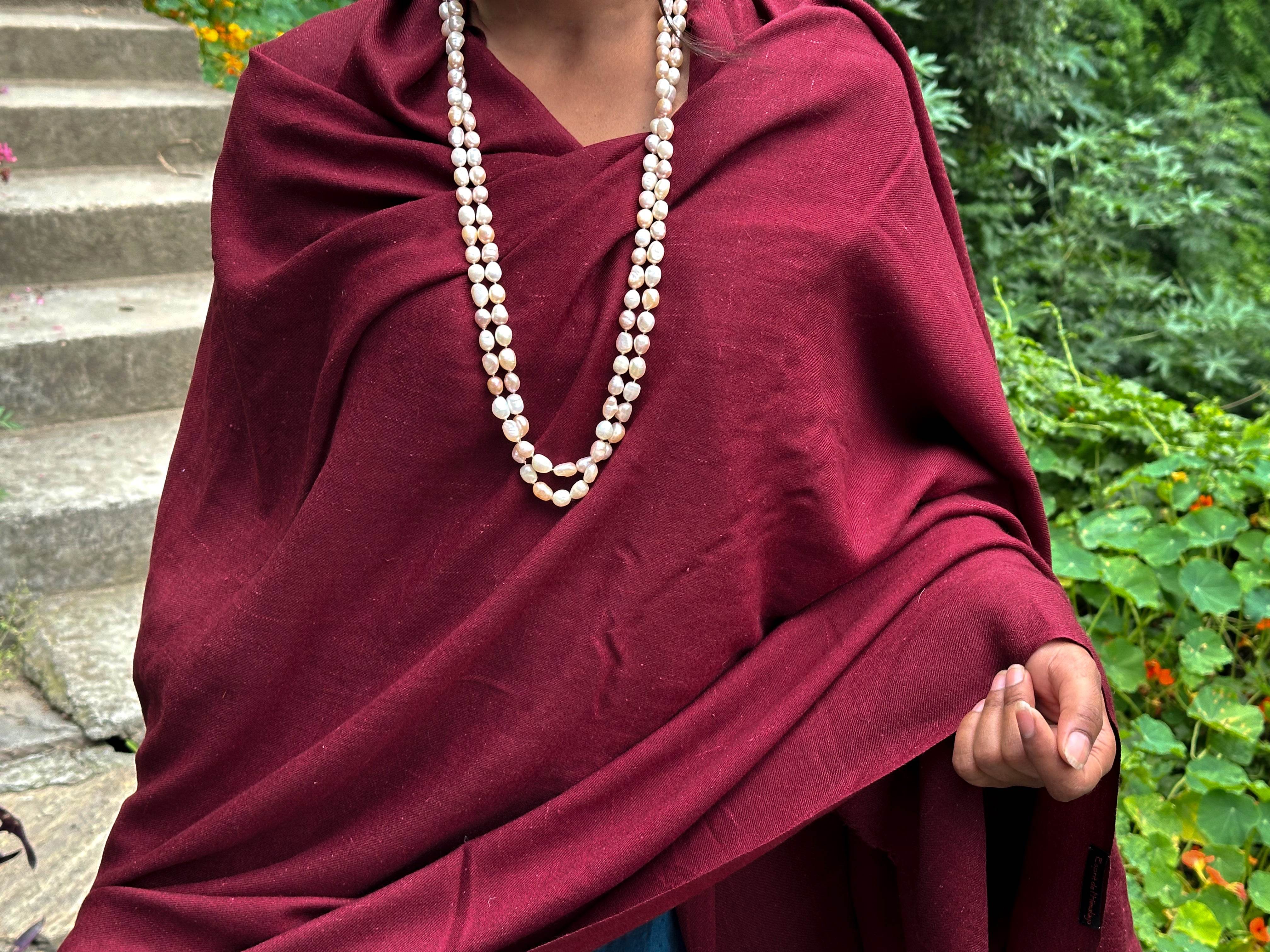 MILAN - Fine Large Meditation Shawl - Burgundy - Esprit de l'Himalaya