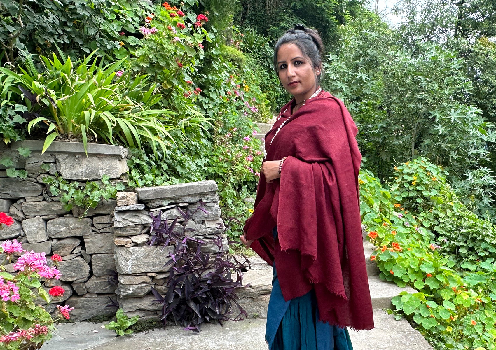 Large meditation shawl, crafted with soft materials for peaceful meditation sessions.