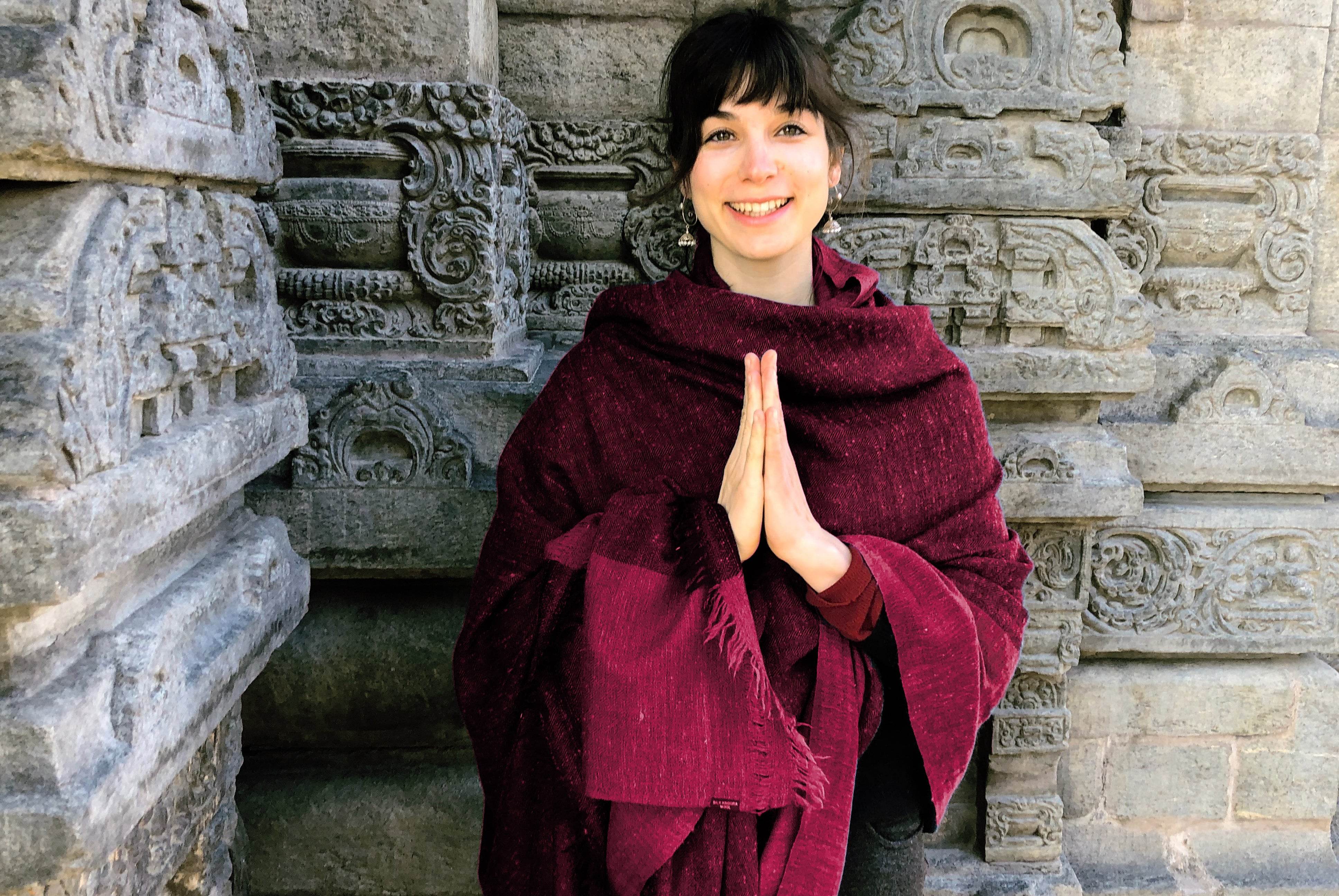 SHAKYAMUNI - Large Buddhist Meditation Shawl - Burgundy - Esprit de l'Himalaya