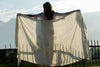 Large shawl Shiv Om | Om embroidered yoga and meditation cream shawl  | Esprit de l'Himalaya-2