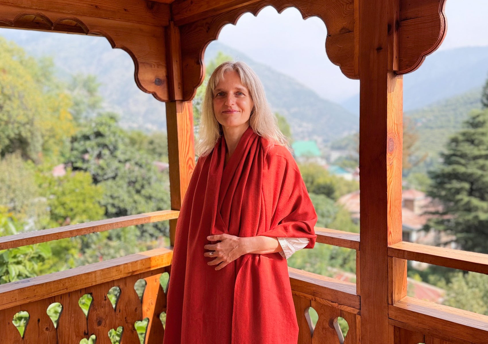 LAMA - grande couverture de méditation - orange brûlé