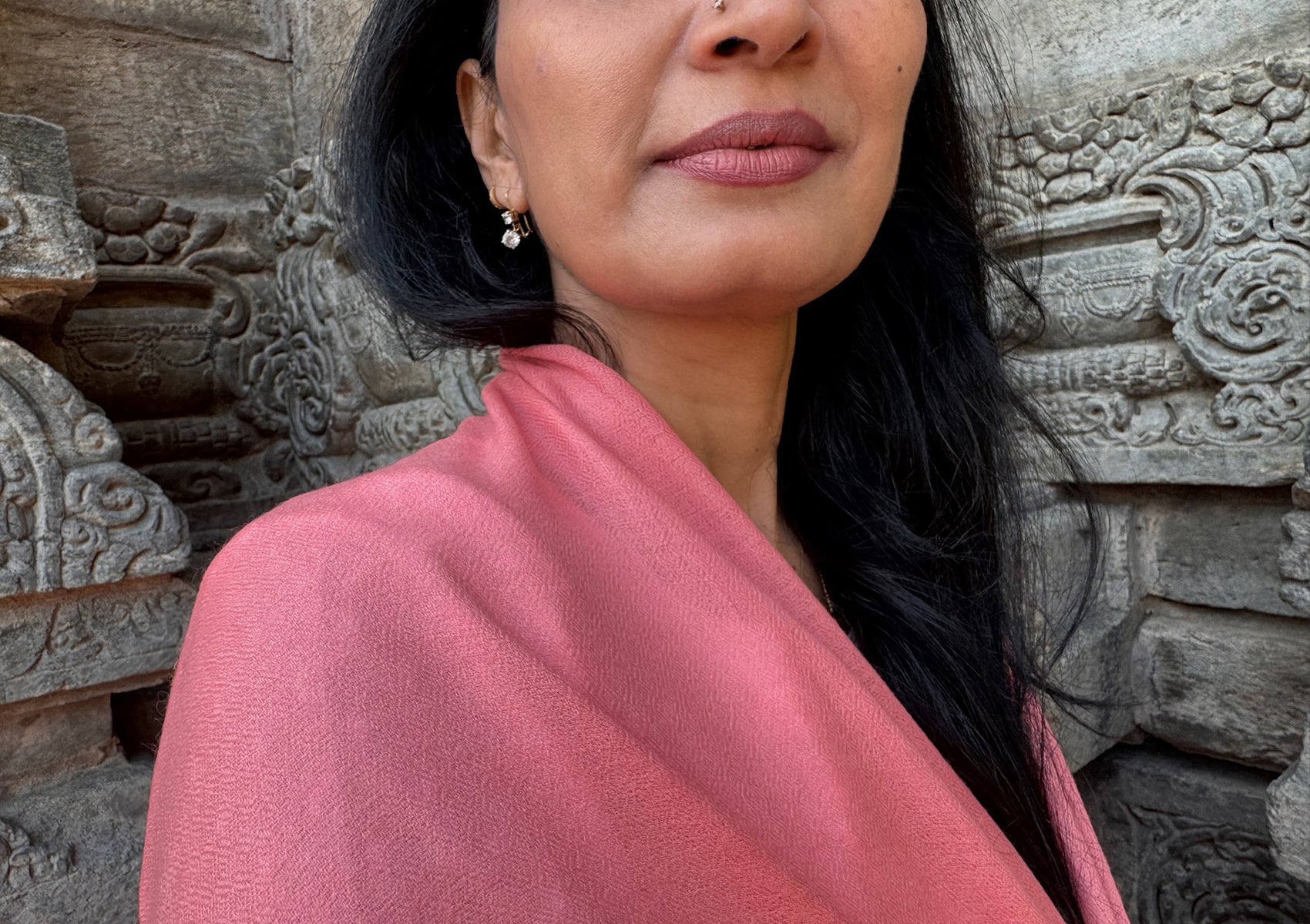 SUNDARI NOUVEAU - Wrap châle de méditation pour femmes corail rose