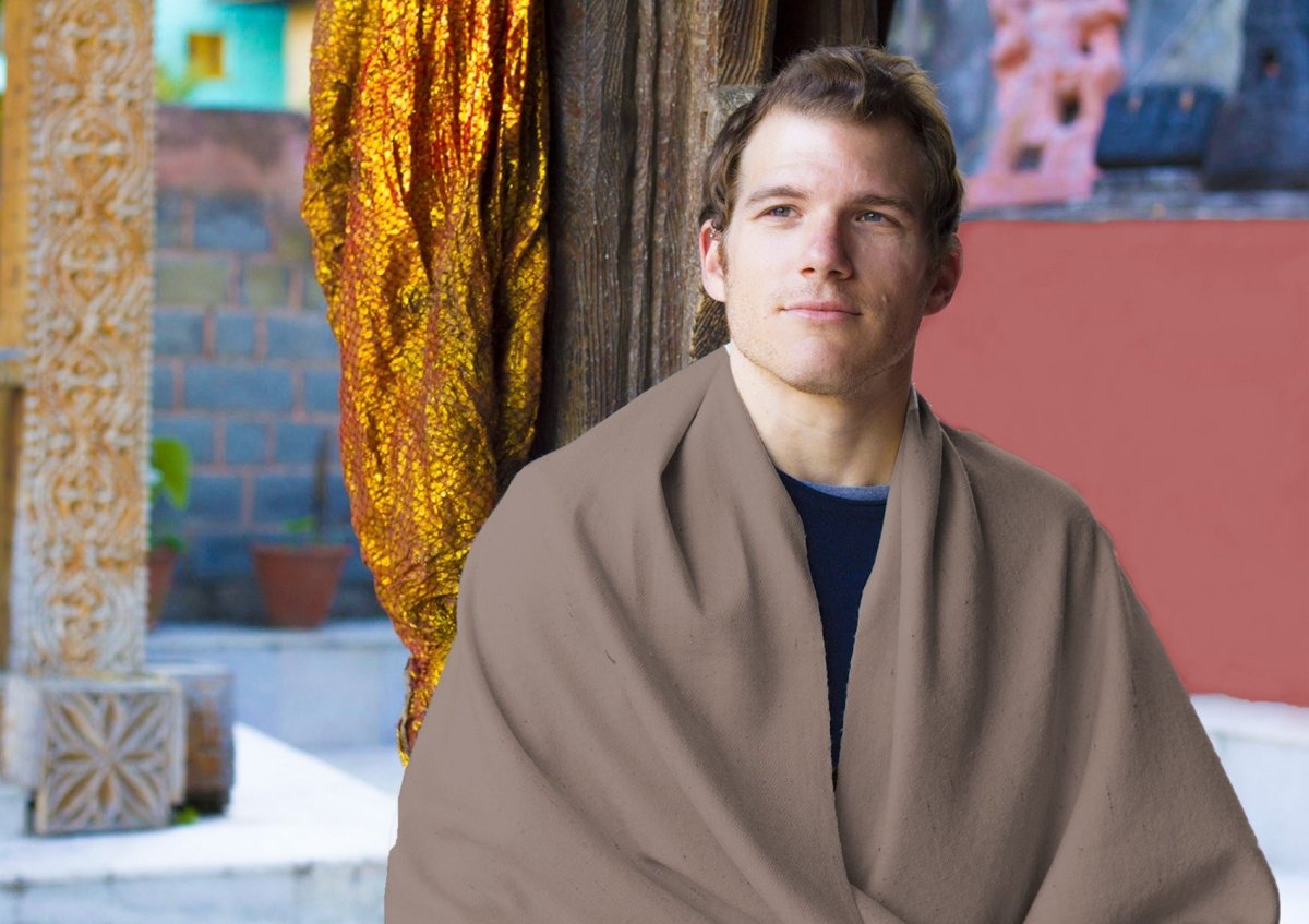 Medium Pashmina Silk Shawl Wrap — Sand — Kailash