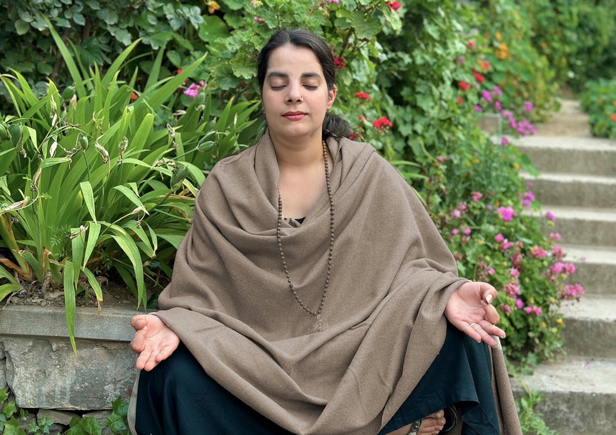 Medium Pashmina Silk Shawl Wrap — Sand — Kailash