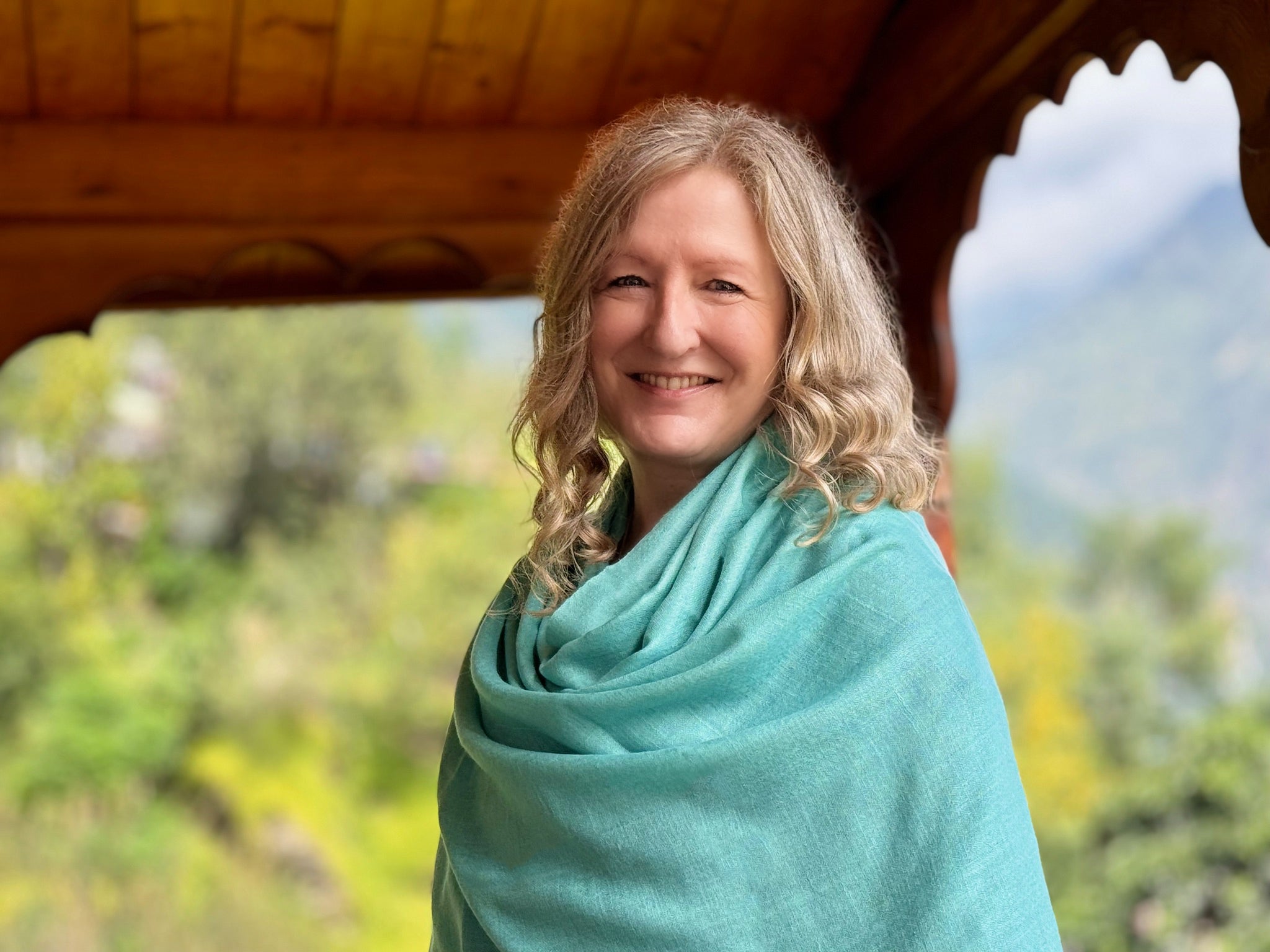 LAKSHMI SUPREME - Châle de méditation authentique Pashmina - Aqua