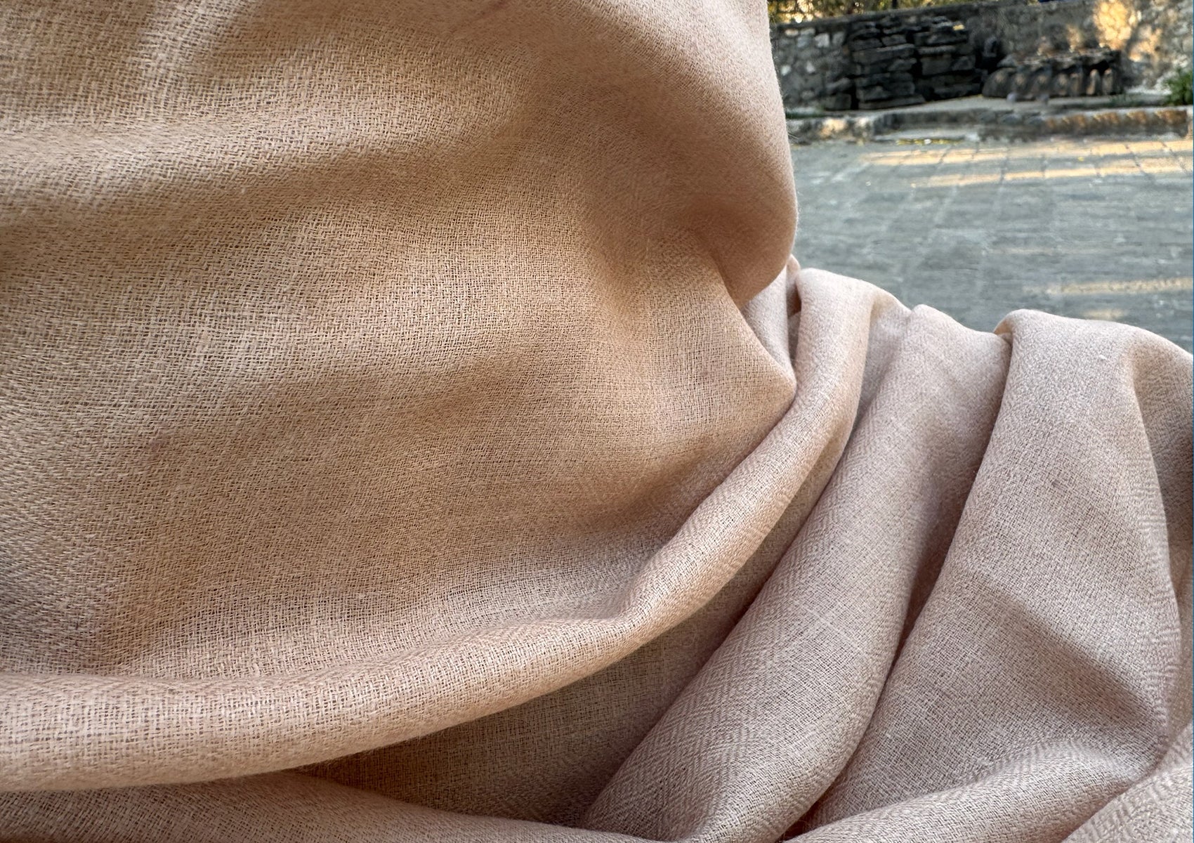 SHYAM -  Grand châle pashmina tissé à la main pour homme - Beige Clair