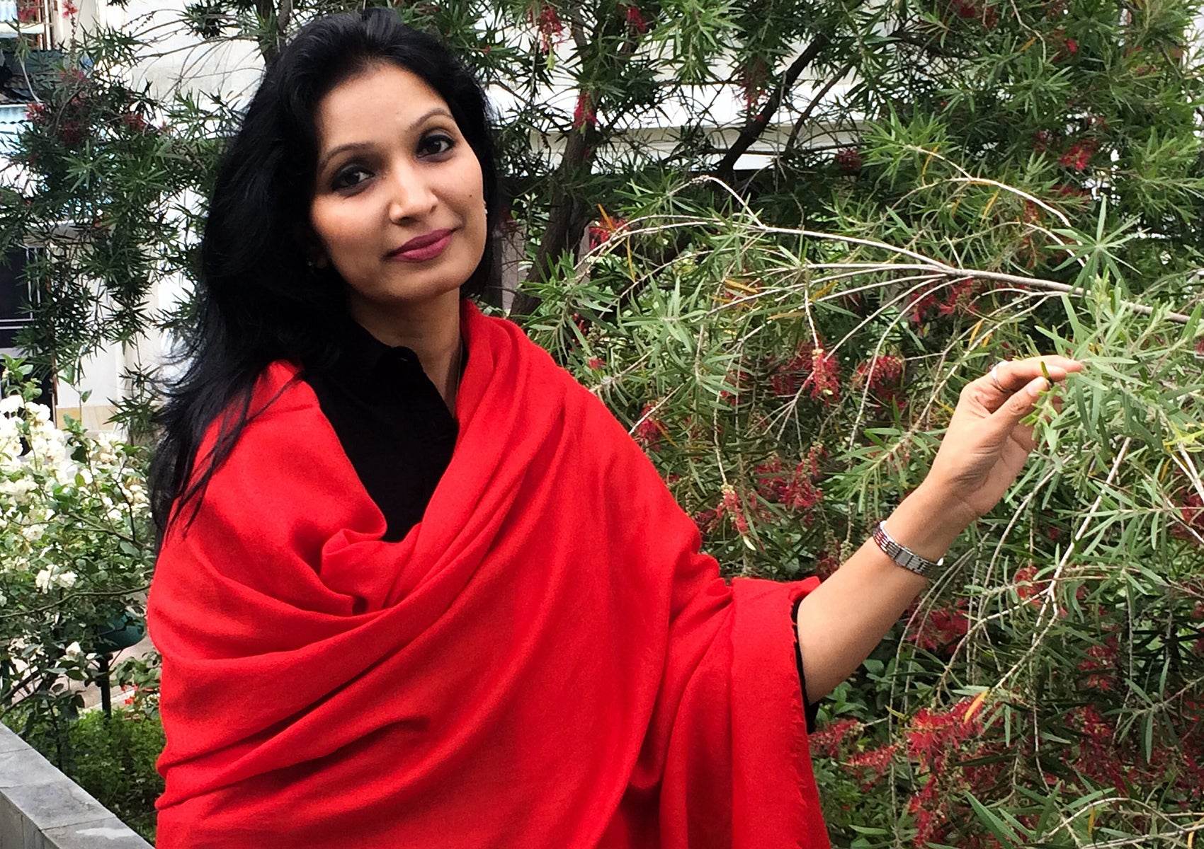 SUNDARI Red Brides Shawl - Indian Shawl - Shawl Meditation Yoga Shawl Prayer Blanket - Esprit de l'Himalaya