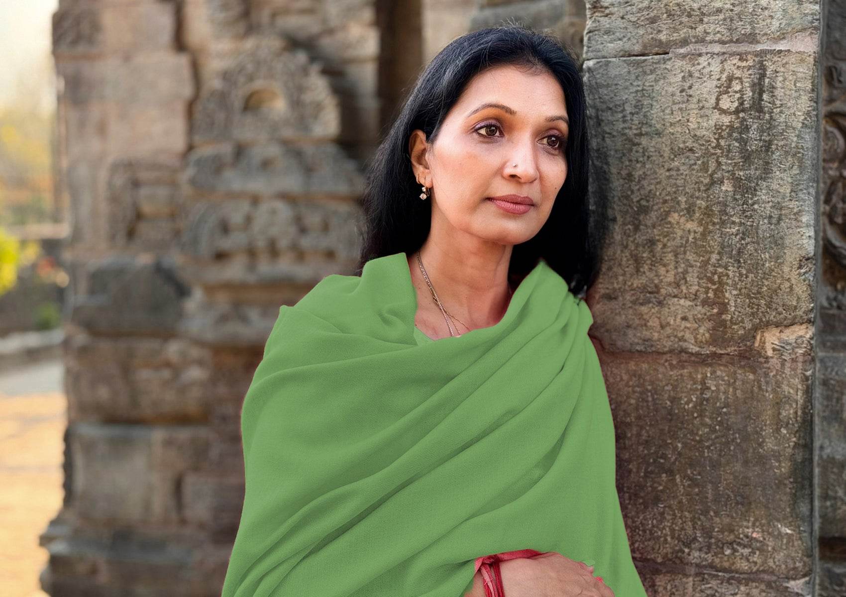 Fine Merino Silk Meditation Blanket — Green — Sundari New