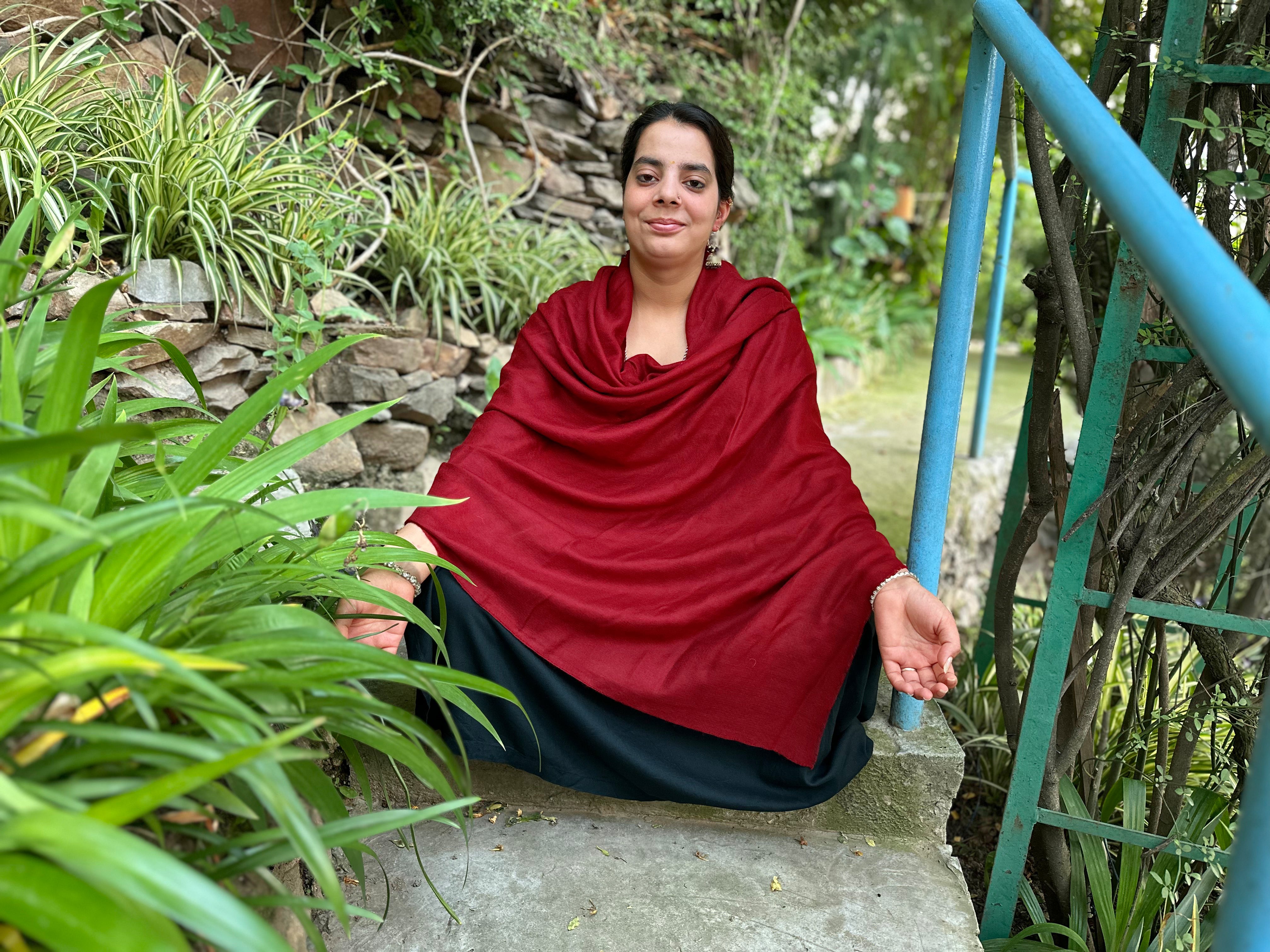 LAKSHMI- Authentic Pashmina Meditation Châle - Bourgogne