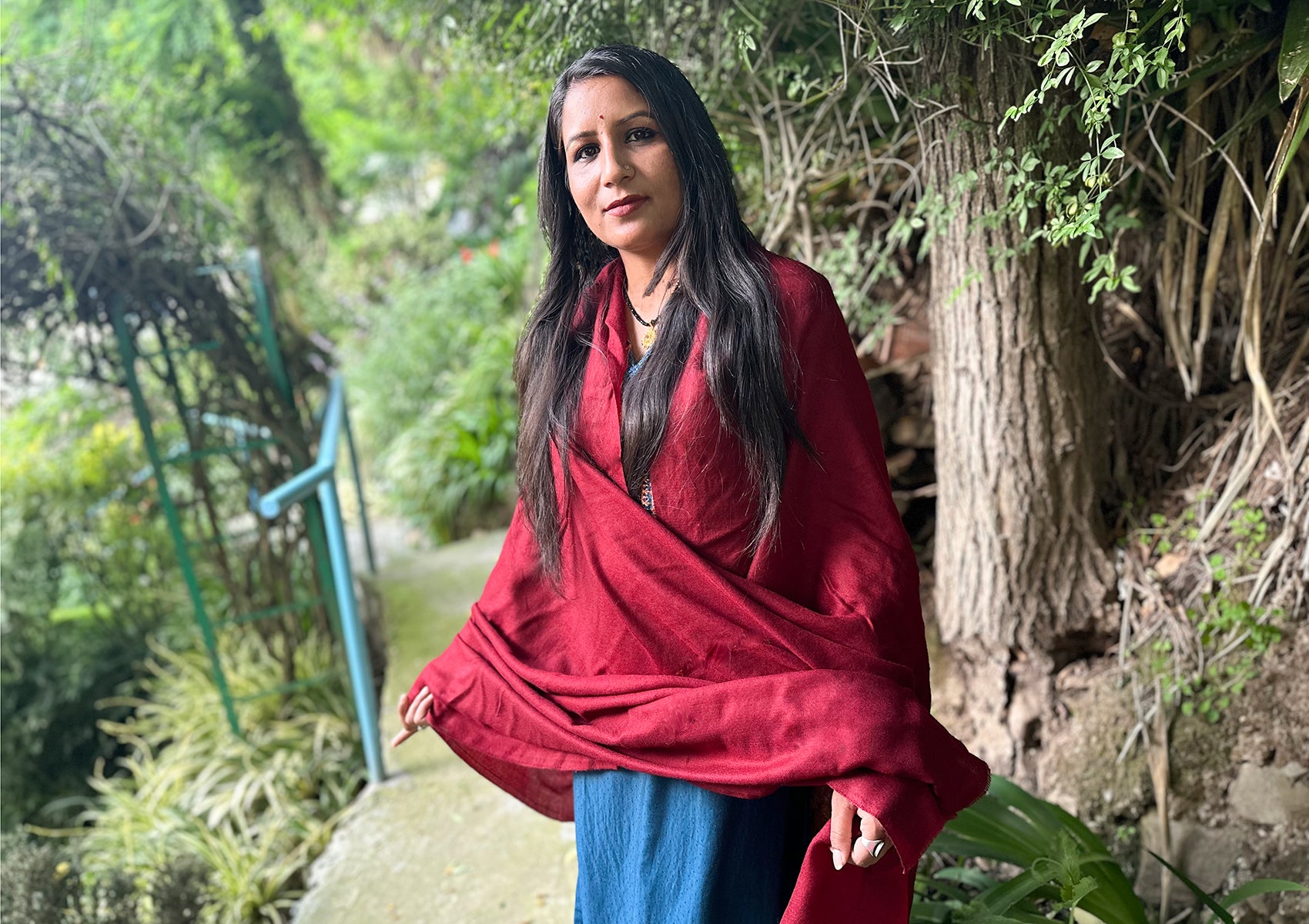 LAKSHMI- Authentic Pashmina Meditation Châle - Bourgogne
