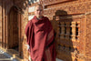 Deva Large Shawl | Buddhist Woollen Meditation shawl | Burgundy  | Esprit de l'Himalaya -1