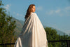Large shawl Shiv Om | Om embroidered yoga and meditation cream shawl  | Esprit de l'Himalaya-1